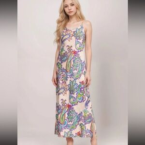 Johnny Was Multicolor Paisley Maxi Dress